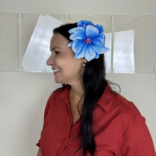 Peônia azul c/miolo vermelho