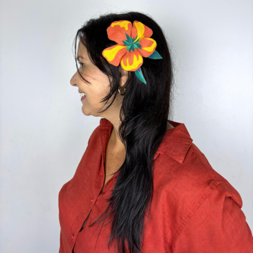 Aquarela laranja c/folhagem